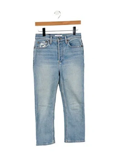 Pre-owned Re/done Mid-rise Straight Leg Jeans In Blue