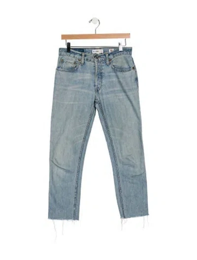 Pre-owned Re/done Mid-rise Straight Leg Jeans In Blue