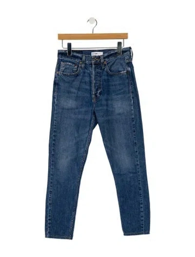 Pre-owned Re/done Mid-rise Straight Leg Jeans In Blue