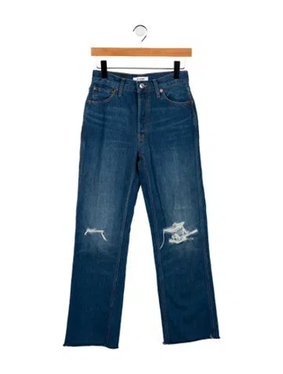 Pre-owned Re/done Mid-rise Straight Leg Jeans In Blue