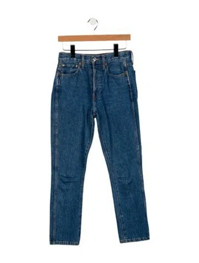 Pre-owned Re/done Mid-rise Straight Leg Jeans In Blue
