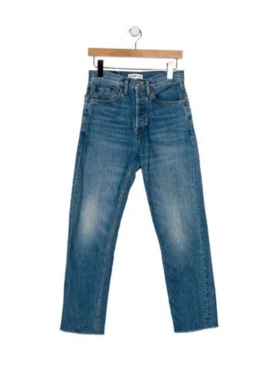 Pre-owned Re/done Mid-rise Straight Leg Jeans In Blue