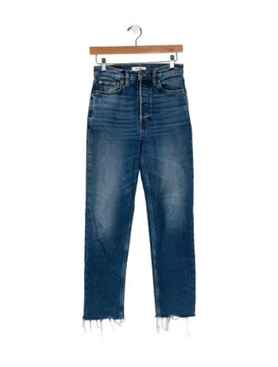 Pre-owned Re/done Mid-rise Straight Leg Jeans In Blue