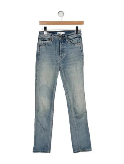 Pre-owned Re/done Mid-rise Straight Leg Jeans In Blue