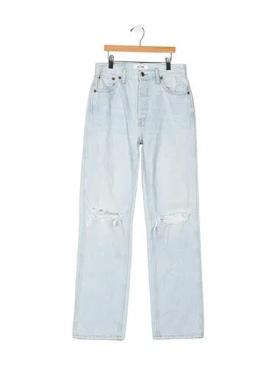 Pre-owned Re/done Mid-rise Straight Leg Jeans In Blue