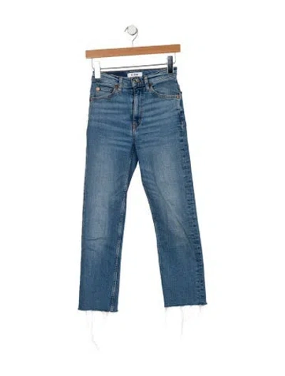 Pre-owned Re/done Mid-rise Straight Leg Jeans In Blue