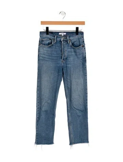 Pre-owned Re/done Mid-rise Straight Leg Jeans In Blue