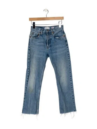 Pre-owned Re/done Mid-rise Straight Leg Jeans In Blue