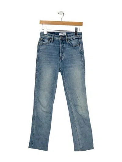 Pre-owned Re/done Mid-rise Straight Leg Jeans In Blue