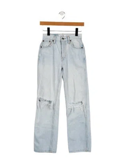 Pre-owned Re/done Mid-rise Straight Leg Jeans In Blue