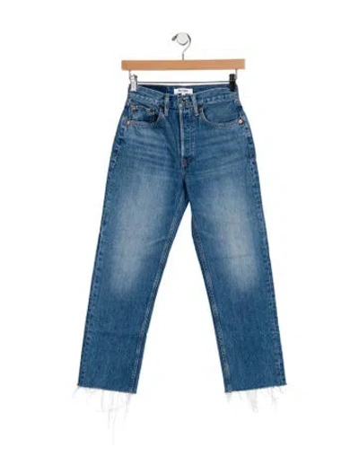 Pre-owned Re/done Mid-rise Straight Leg Jeans In Blue