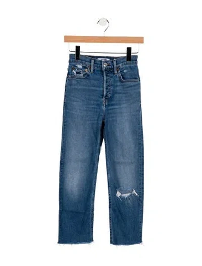 Pre-owned Re/done Mid-rise Straight Leg Jeans In Blue