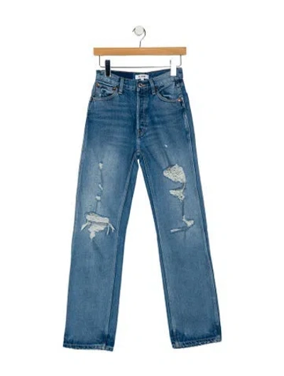 Pre-owned Re/done Mid-rise Straight Leg Jeans In Blue
