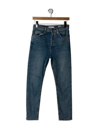 Pre-owned Re/done Mid-rise Straight Leg Jeans In Blue