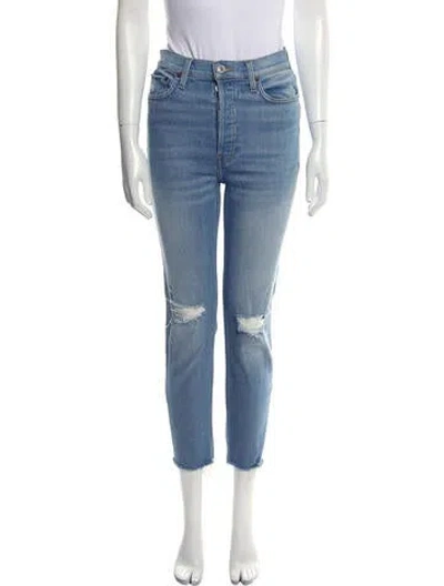 Pre-owned Re/done Mid-rise Straight Leg Jeans In Blue