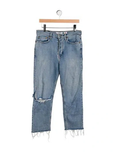 Pre-owned Re/done Mid-rise Straight Leg Jeans In Blue