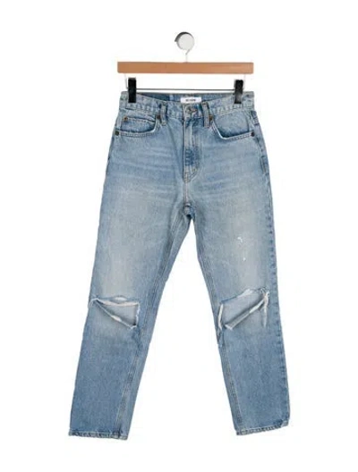 Pre-owned Re/done Mid-rise Straight Leg Jeans In Blue