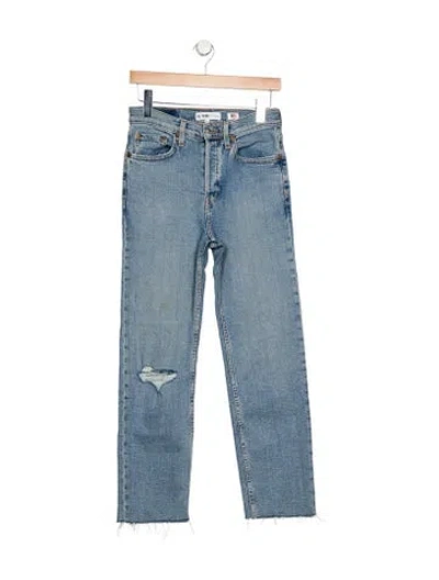 Pre-owned Re/done Mid-rise Straight Leg Jeans In Blue