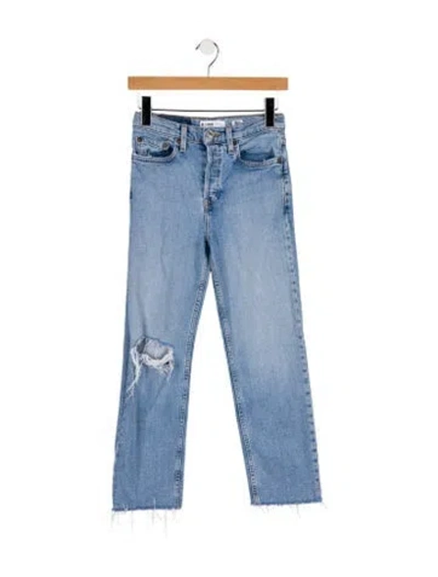 Pre-owned Re/done Mid-rise Straight Leg Jeans In Blue