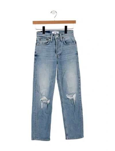 Pre-owned Re/done Mid-rise Straight Leg Jeans In Blue
