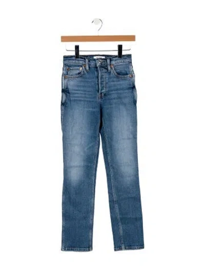 Pre-owned Re/done Mid-rise Straight Leg Jeans In Blue