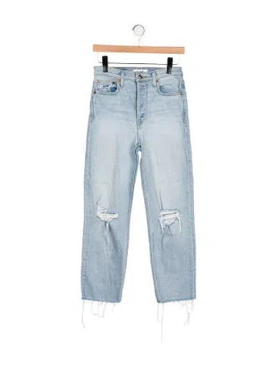 Pre-owned Re/done Mid-rise Straight Leg Jeans In Blue