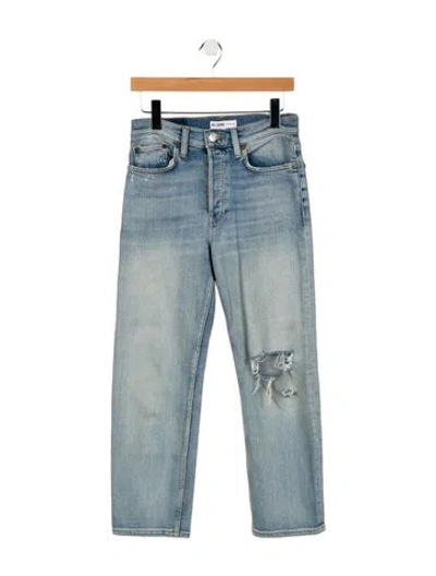 Pre-owned Re/done Mid-rise Straight Leg Jeans In Blue