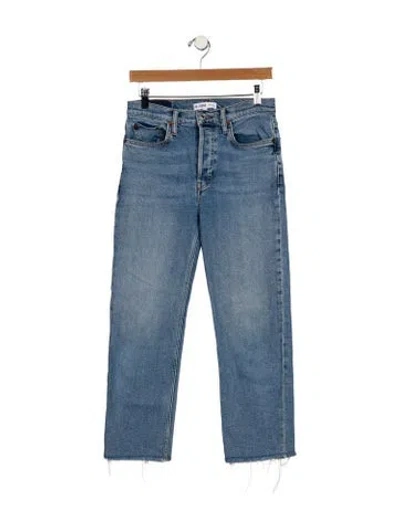Pre-owned Re/done Mid-rise Straight Leg Jeans In Blue