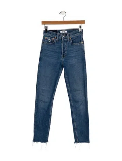 Pre-owned Re/done Mid-rise Straight Leg Jeans In Blue