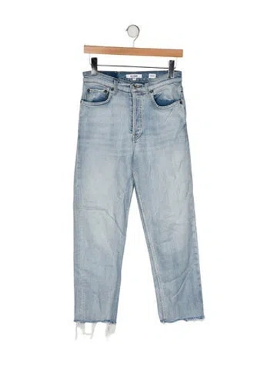 Pre-owned Re/done Mid-rise Straight Leg Jeans In Blue