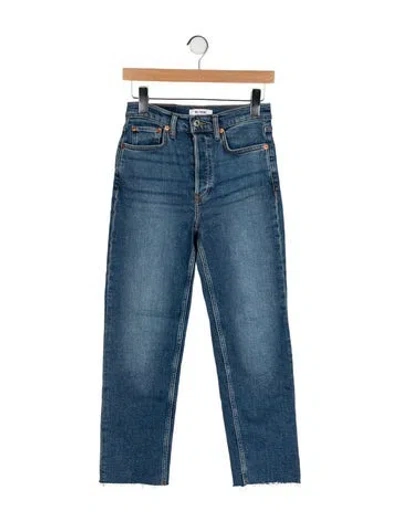 Pre-owned Re/done Mid-rise Straight Leg Jeans In Blue
