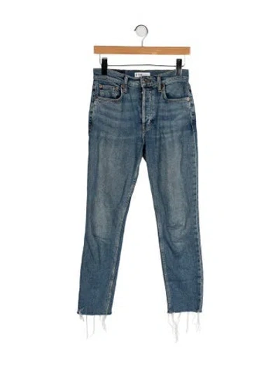 Pre-owned Re/done Mid-rise Straight Leg Jeans In Blue