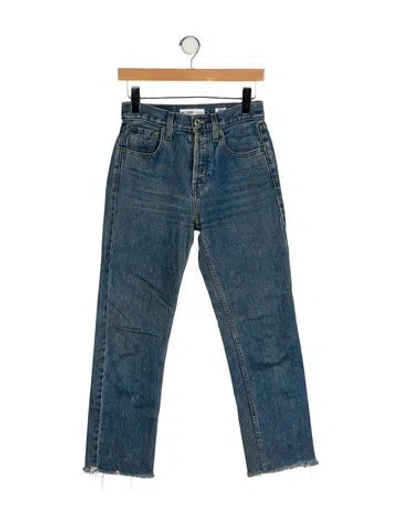 Pre-owned Re/done Mid-rise Straight Leg Jeans In Blue