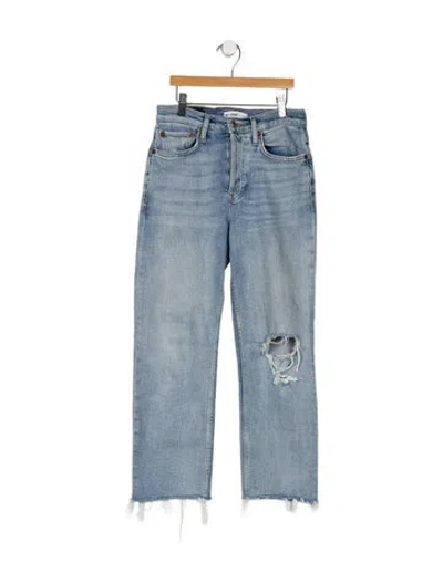Pre-owned Re/done Mid-rise Straight Leg Jeans In Blue