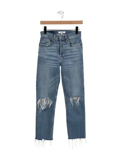 Pre-owned Re/done Mid-rise Straight Leg Jeans In Blue