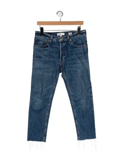 Pre-owned Re/done Mid-rise Straight Leg Jeans In Blue