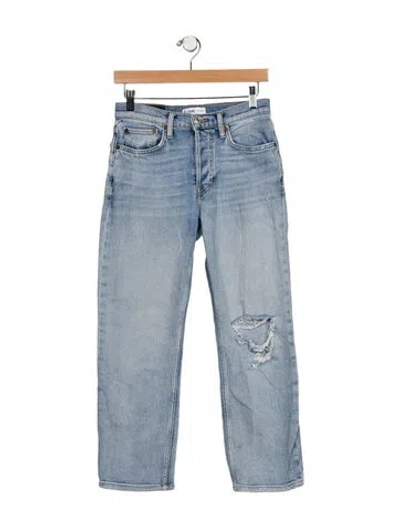 Pre-owned Re/done Mid-rise Straight Leg Jeans In Blue
