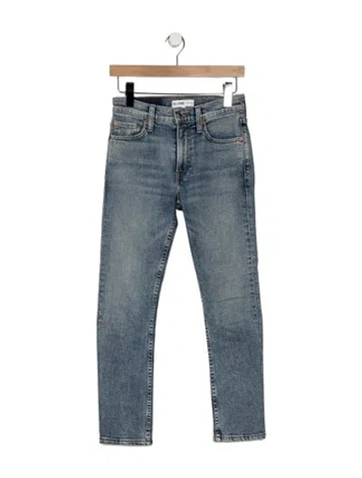 Pre-owned Re/done Mid-rise Straight Leg Jeans In Blue