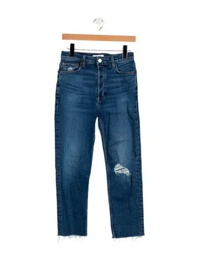 Pre-owned Re/done Mid-rise Straight Leg Jeans In Blue