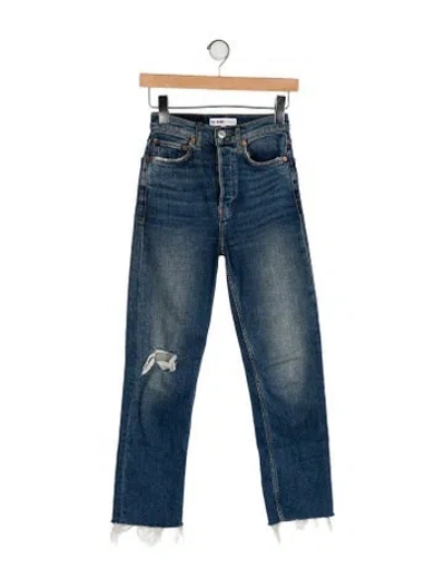 Pre-owned Re/done Mid-rise Straight Leg Jeans In Blue