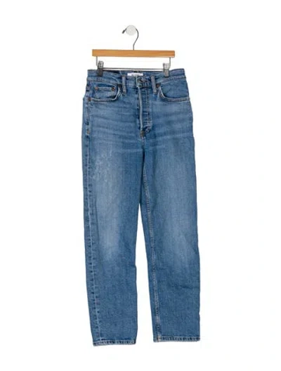 Pre-owned Re/done Mid-rise Straight Leg Jeans In Blue