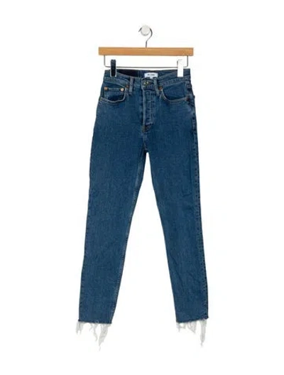Pre-owned Re/done Mid-rise Straight Leg Jeans In Blue