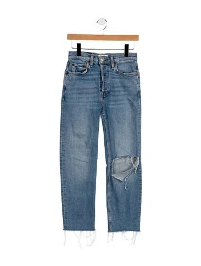 Pre-owned Re/done Mid-rise Straight Leg Jeans In Blue