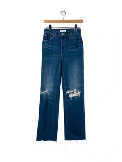 Pre-owned Re/done Mid-rise Straight Leg Jeans In Blue