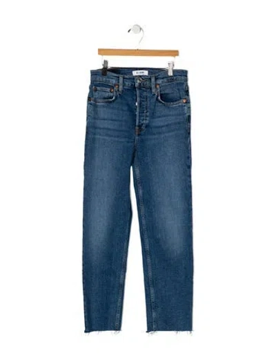 Pre-owned Re/done Mid-rise Straight Leg Jeans In Blue