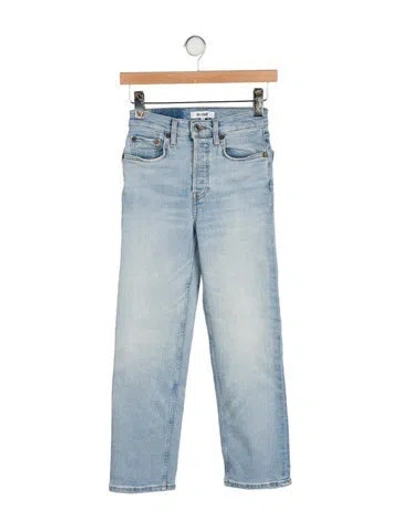 Pre-owned Re/done Mid-rise Straight Leg Jeans In Blue