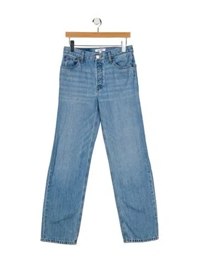 Pre-owned Re/done Mid-rise Straight Leg Jeans In Blue