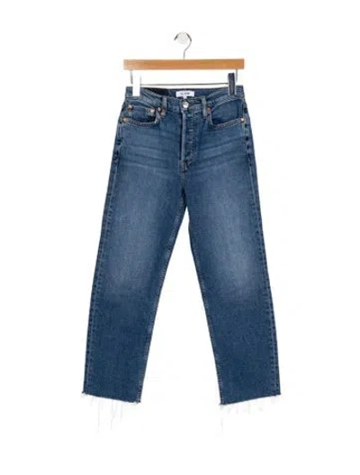Pre-owned Re/done Mid-rise Straight Leg Jeans In Blue