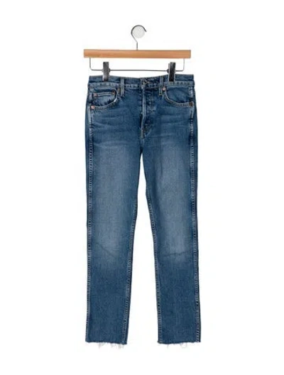 Pre-owned Re/done Mid-rise Straight Leg Jeans In Blue