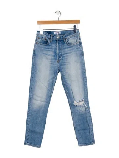 Pre-owned Re/done Mid-rise Straight Leg Jeans In Blue